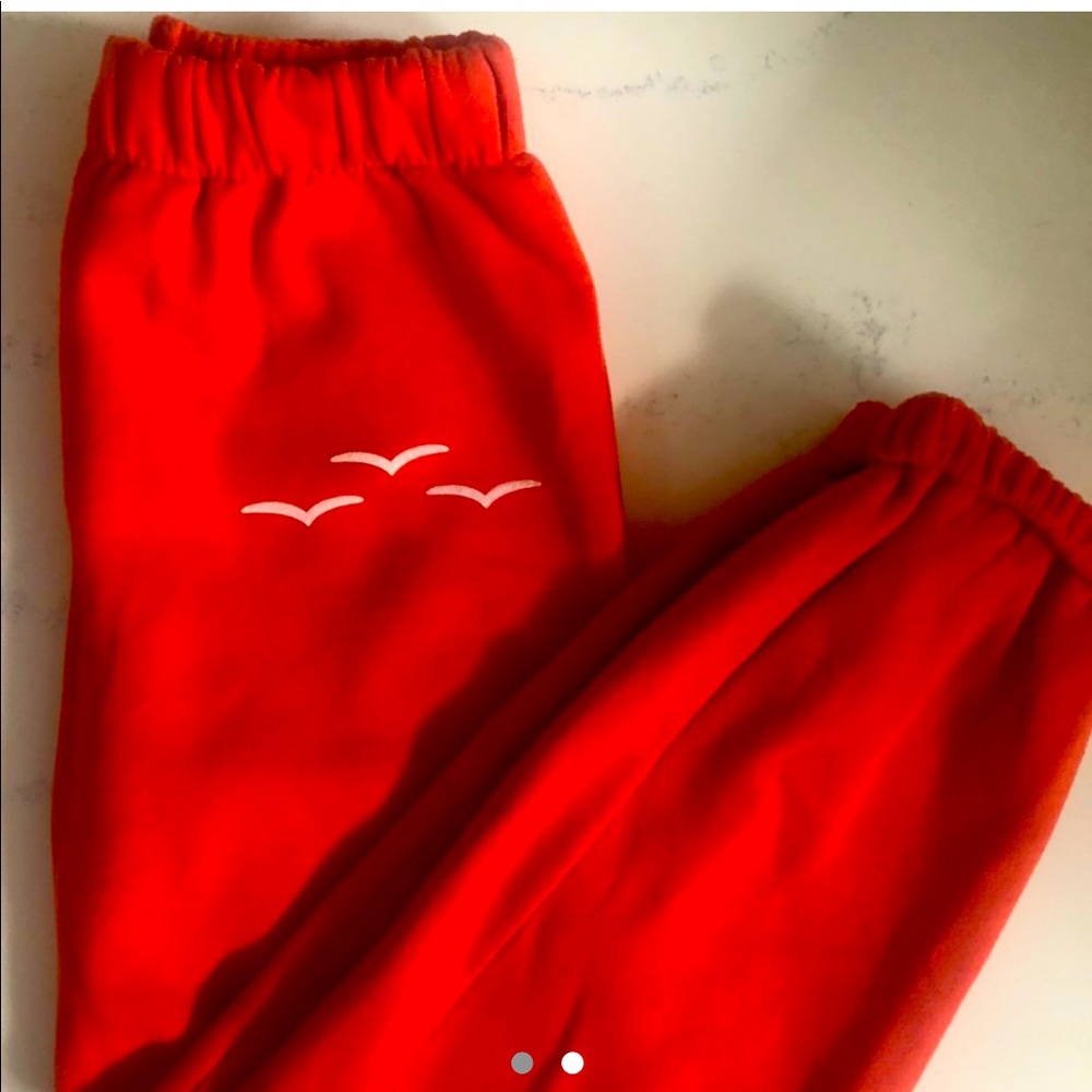 Red lazy pants!